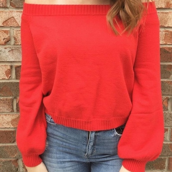 Honey Punch Cropped Red Sweater - Medium - Picture 1 of 3